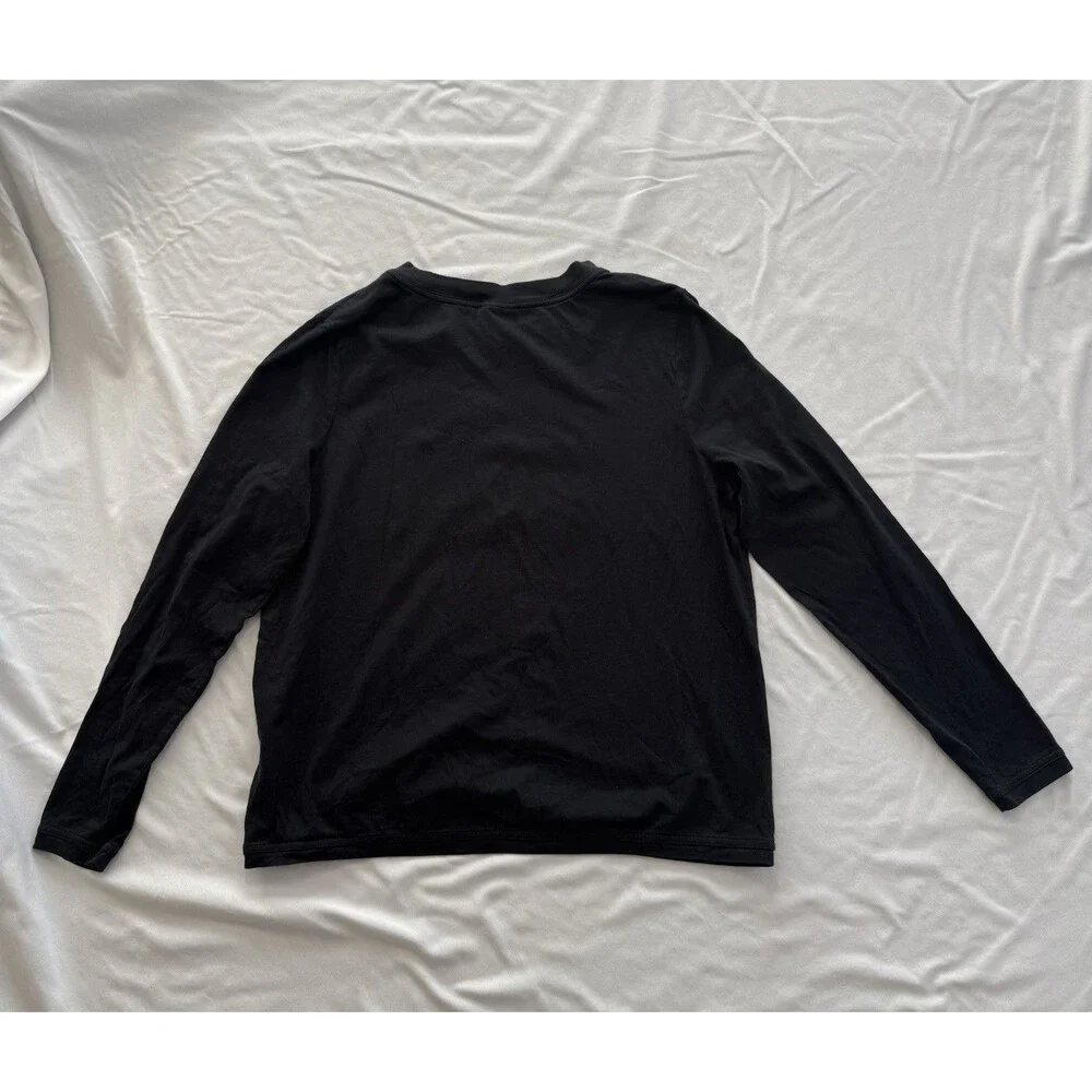 Nike Long Sleeve T-Shirt Kids Large Black with Metallic Lettering